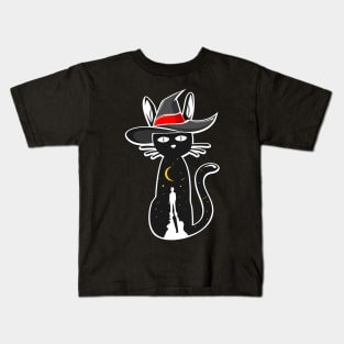 black cat witch Kids T-Shirt